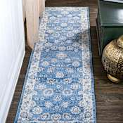 JONATHAN Y Lighting Modern Persian 2-1/4' x 8' Polypropylene Botanical, Moroccan & Tribal, Traditional, and Vintage Indoor Runner Blue / Ivory