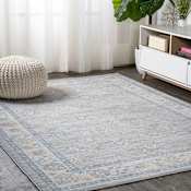 JONATHAN Y Lighting Modern Persian 3' x 5' Polypropylene Botanical, Moroccan & Tribal, Traditional, and Vintage Indoor Area Rug Gray / Blue