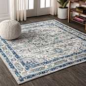 JONATHAN Y Lighting Modern Persian 6-1/2' x 6-1/2' Polypropylene Botanical, Traditional, and Vintage Indoor Area Rug Gray / Blue