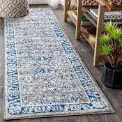 JONATHAN Y Lighting Modern Persian 2-1/4' x 8' Polypropylene Vintage Traditional Runner Gray / Navy