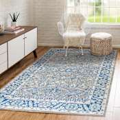 JONATHAN Y Lighting Modern Persian 3' x 5' Polypropylene Vintage Traditional Rectangle Area Rug Gray / Navy