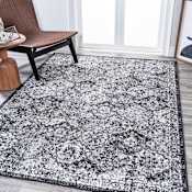 JONATHAN Y Lighting Modern Persian 3' x 5' Polypropylene Vintage Traditional Rectangle Area Rug Black / Ivory