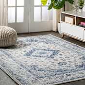 JONATHAN Y Lighting Modern Persian 7-3/4' x 10' Polypropylene Traditional and Vintage Indoor Area Rug Blue / Gray