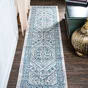 JONATHAN Y Lighting Modern Persian 2' x 10' Polypropylene Traditional and Vintage Indoor Runner Blue / White