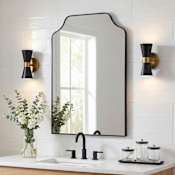 JONATHAN Y Lighting Lindie 24"W x 36"H Rectangular Flat Metal Framed Wall Mounted Bathroom Mirror Black
