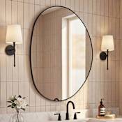 JONATHAN Y Lighting Aurelia 24"W x 36"H Specialty Flat Metal Framed Wall Mounted Bathroom Mirror Black