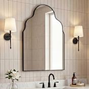 JONATHAN Y Lighting Alora 24"W x 36"H Arched Flat Metal Framed Wall Mounted Bathroom Mirror Black
