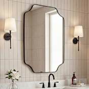 JONATHAN Y Lighting Alora 24"W x 36"H Rectangular Flat Metal Framed Wall Mounted Bathroom Mirror Black