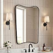 JONATHAN Y Lighting Alfie 24"W x 36"H Specialty Flat Metal Framed Wall Mounted Bathroom Mirror Black