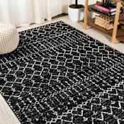 JONATHAN Y Lighting Moroccan Hype 10' x 13' Moroccan & Tribal and Trellis Indoor Rectangular Area Rug Black / Ivory