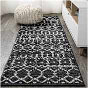 JONATHAN Y Lighting Moroccan Hype 2-1/4' x 8' Polypropylene Moroccan & Tribal and Trellis Indoor Runner Black / Ivory
