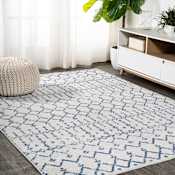 JONATHAN Y Lighting Moroccan Hype 7-3/4' x 10' Polypropylene Moroccan & Tribal and Trellis Indoor Area Rug Cream / Navy