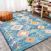 JONATHAN Y Lighting Moroccan HYPE 3' x 5' Polypropylene Moroccan & Tribal Indoor Area Rug Dark Blue / Multi
