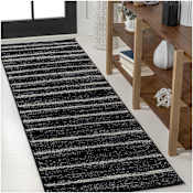 JONATHAN Y Lighting Moroccan Hype 2-1/4' x 8' Polypropylene Geometric and Striped Indoor Runner Black / Cream