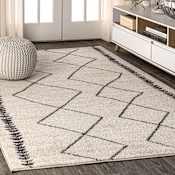 JONATHAN Y Lighting Moroccan HYPE 7-3/4' x 10' Polypropylene Moroccan & Tribal Indoor Area Rug Cream / Black
