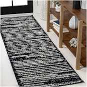 JONATHAN Y Lighting Moroccan Hype 2-1/4' x 8' Polypropylene Geometric and Striped Indoor Runner Black / Cream