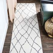 JONATHAN Y Lighting Moroccan Hype 2' x 8' Polypropylene Abstract, Moroccan & Tribal, and Trellis Indoor Runner Ivory / Gray
