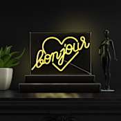 JONATHAN Y Lighting Bonjour Heart 11" Tall LED Accent Specialty Lamp Yellow