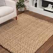 JONATHAN Y Lighting Natural Fiber 5' x 5' Jute Solid Indoor Area Rug Natural