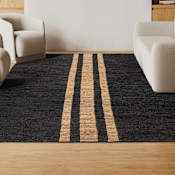 JONATHAN Y Lighting Olivier 8' x 10' Solid and Striped Indoor Rectangular Area Rug Black / Natural