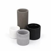 JONATHAN Y Lighting Noa 3.3" Wide Handmade Concrete Fluted Cylinder Vase Set (Set of 4) Matte Monochrome Neutral