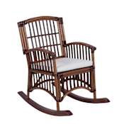 JONATHAN Y Lighting Swayze 25" Wide Rattan and Wood Framed Rocking Chair Brown