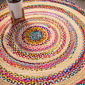 JONATHAN Y Lighting Ansa Collection 3' x 3' Cotton and Jute Geometric Indoor Area Rug Multi / Natural