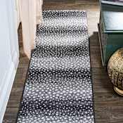 JONATHAN Y Lighting Safari 2' x 10' Polypropylene Animal Print Rectangle Area Rug Black / Cream