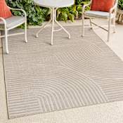 JONATHAN Y Lighting Scandinavian 7-3/4' x 10' Geometric and Striped Indoor/Outdoor Rectangular Area Rug Beige / Cream