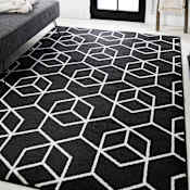 JONATHAN Y Lighting Supersoft 4' x 6' Polypropylene Geometric and Solid Indoor Area Rug Black / White