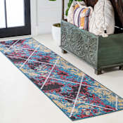 JONATHAN Y Lighting Supersoft 2' x 8' Polypropylene Geometric Rectangle Area Rug Multi / White