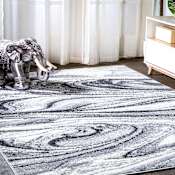 JONATHAN Y Lighting Supersoft 3' x 5' Polypropylene Abstract Indoor Area Rug Light Gray / Black