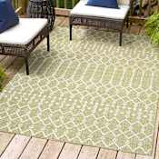 JONATHAN Y Lighting 8' x 10' Polypropylene Moroccan Indoor/Outdoor Rectangular Area Rug Light Green / Cream