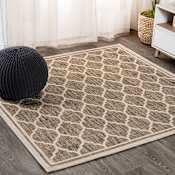 JONATHAN Y Lighting Santa Monica 6' x 6' Polypropylene Moroccan & Tribal Indoor/Outdoor Square Area Rug Brown / Beige