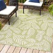 JONATHAN Y Lighting 3' x 5' Polypropylene Botanical Indoor/Outdoor Rectangular Area Rug Green / Cream