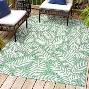 JONATHAN Y Lighting Santa Monica 7-3/4' x 10' Polypropylene Botanical Indoor/Outdoor Rectangular Area Rug Cream / Green
