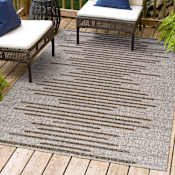 JONATHAN Y Lighting Santa Monica 7-3/4' x 10' Polypropylene Geometric, Moroccan & Tribal, and Striped Indoor/Outdoor Area Rug Beige / Brown