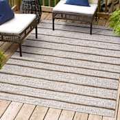 JONATHAN Y Lighting Santa Monica 4' x 6' Polypropylene Geometric, Moroccan & Tribal, and Striped Indoor/Outdoor Area Rug Beige / Brown