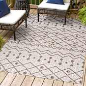 JONATHAN Y Lighting Santa Monica 4' x 6' Polypropylene Moroccan & Tribal and Trellis Indoor/Outdoor Area Rug Beige / Brown