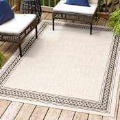 JONATHAN Y Lighting 5' x 8' Polypropylene Border Indoor/Outdoor Rectangular Area Rug Cream / Black