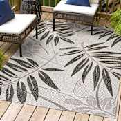 JONATHAN Y Lighting 8' x 10' Polypropylene Botanical Indoor/Outdoor Rectangular Area Rug Gray / Black