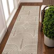 JONATHAN Y Lighting Sandstone 2' x 8' Polyester Abstract, Geometric, and Striped Indoor Runner Beige / Cream