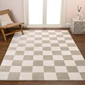 JONATHAN Y Lighting Sandstone 7-3/4' x 10' Polyester Geometric and Plaid Indoor Rectangular Area Rug Beige / Cream