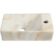 JONATHAN Y Lighting Felix 15" Rectangular Ceramic Wall Mounted Bathroom Sink with Single Faucet Hole Beige Marble