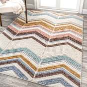 JONATHAN Y Lighting Santa Theresa 3' x 5' Shag Polypropylene Chevron Indoor Rectangular Area Rug Multi / Cream