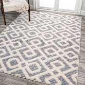 JONATHAN Y Lighting Santa Theresa 4' x 6' Shag Polypropylene Trellis Indoor Rectangular Area Rug Cream / Gray