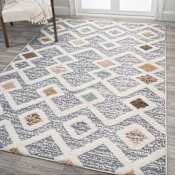 JONATHAN Y Lighting Santa Theresa 4' x 6' Shag Polypropylene Trellis Indoor Rectangular Area Rug Multi / Gray