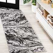 JONATHAN Y Lighting Silk Orchid 2' x 10' Polypropylene Abstract Indoor Runner Black / Ivory
