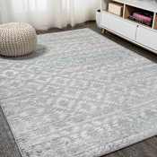 JONATHAN Y Lighting Silk Orchid 5' x 8' Polypropylene Traditional and Trellis Indoor Area Rug Gray / Turquoise