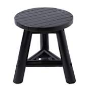 JONATHAN Y Lighting Triform 13.8" Wide Handcrafted Solid Teak Wood Accent Stool with Tri-Leg Base Black